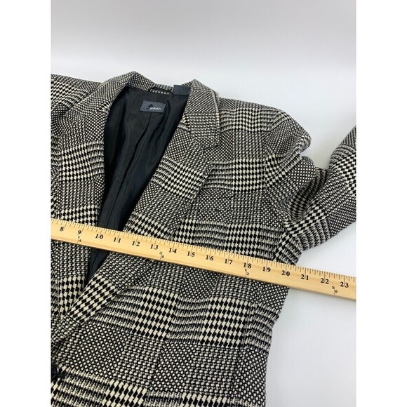 Liz Wear Wool Blend Blazer Jacket Glen Check Black White Plaid 2 Button Womens 8 - Picture 8 of 11